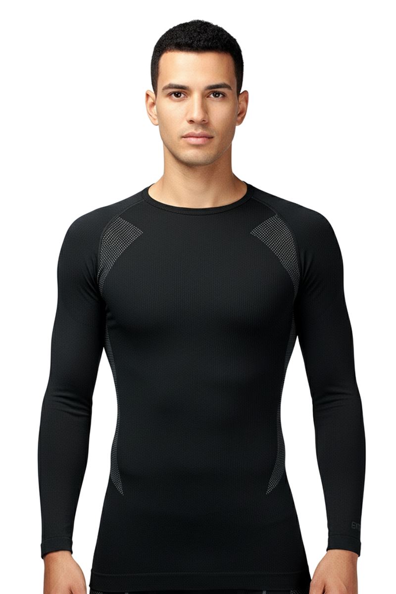 Erkek Seamless Termal Sweatshirt SİYAH