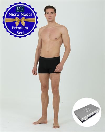 DS Damat 2'li Boxer Set  Micro Modal Kumaş Premium Seri Lüks Kutulu SİYAH-GRİ