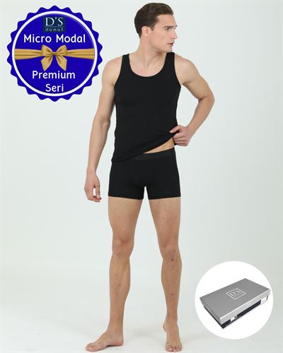 DS Damat 2'li Boxer Atlet Set  Micro Modal Kumaş Premium Seri Lüks Kutulu SİYAH