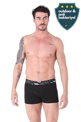 North Ice %92 Pamuk Kamuflaj Outdoor Boxer 2’li Paket –  Rahat & Antibakteriyel SİYAH/ LACİVERT