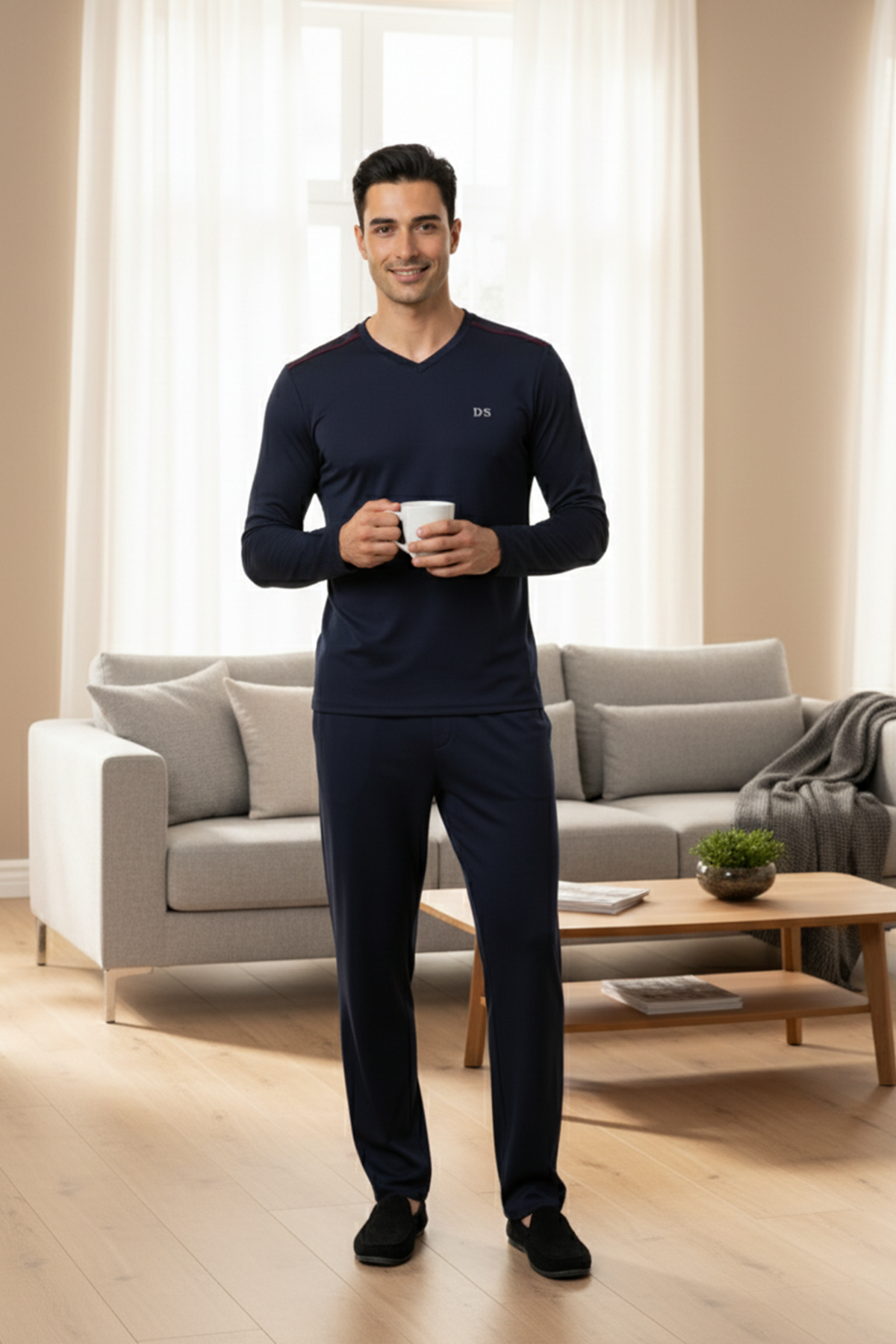 Ds Damat Maschio Pamuk V Yaka Pijama Takımı LACİVERT