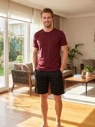 Ds Damat Maschio Pamuk Şort Takım BORDO