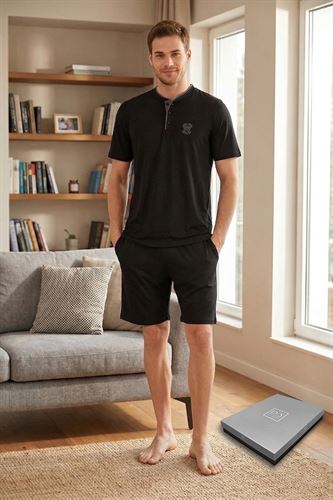 D’S Damat Çeyizlik Premium Modal Şort Takım  Boxer Atlet Kutulu Set | 3’lü Çorap Hediyeli SİYAH