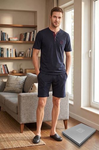 D’S Damat Çeyizlik Premium Modal Şort Takım  Boxer Atlet Kutulu  Set | 3’lü Çorap Hediyeli LACİVERT