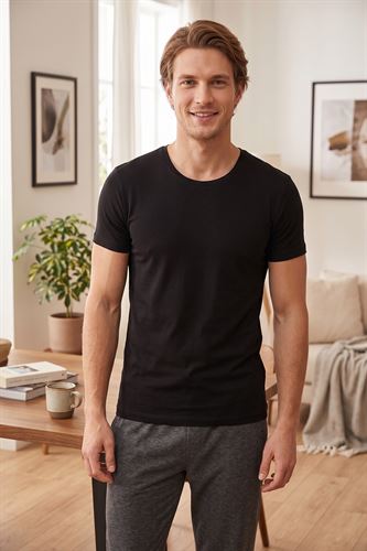 D'S Damat Premium Comfort – Siyah Pamuklu Likralı Erkek Fanila 2'li SİYAH