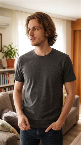 Thermoform Men's Lounge Wear - Likralı Pamuklu T-shirt ANTRASiT